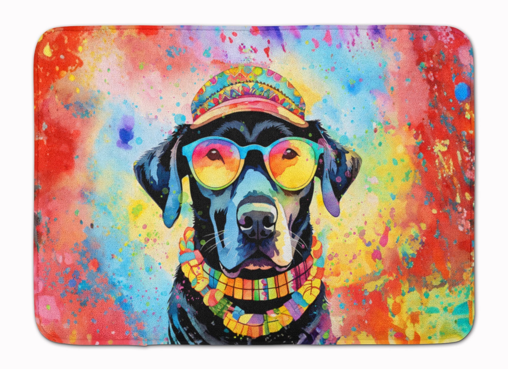 Black Labrador Hippie Dawg Memory Foam Kitchen Mat Machine Washable Anti-Fatigue Cushion Comfort Bath or Kitchen Rug