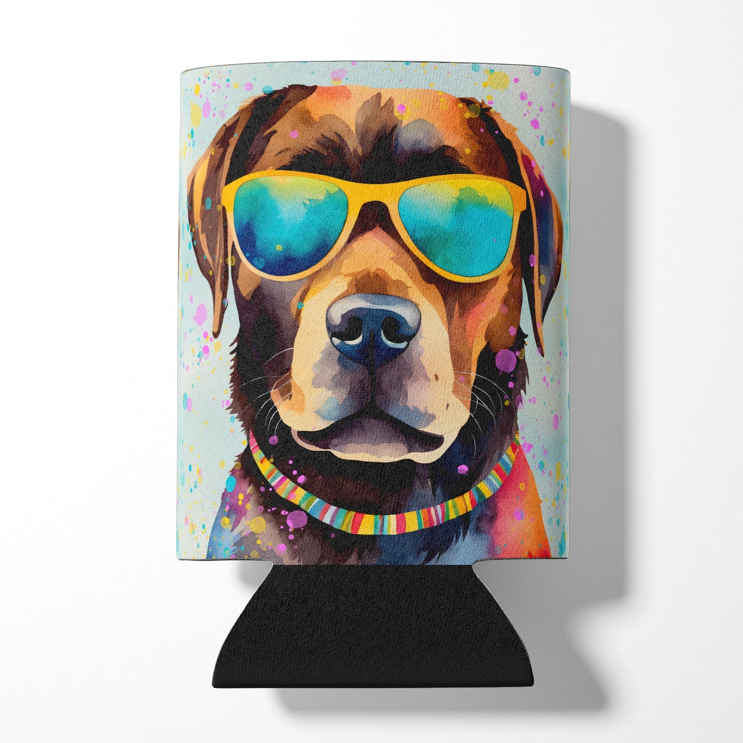 Chocolate Labrador Hippie Dawg Can or Bottle Hugger Cooler Sleeve for Standard 12 oz Cans, Insulated Foam Beer & Soda Can Hugger Reusable