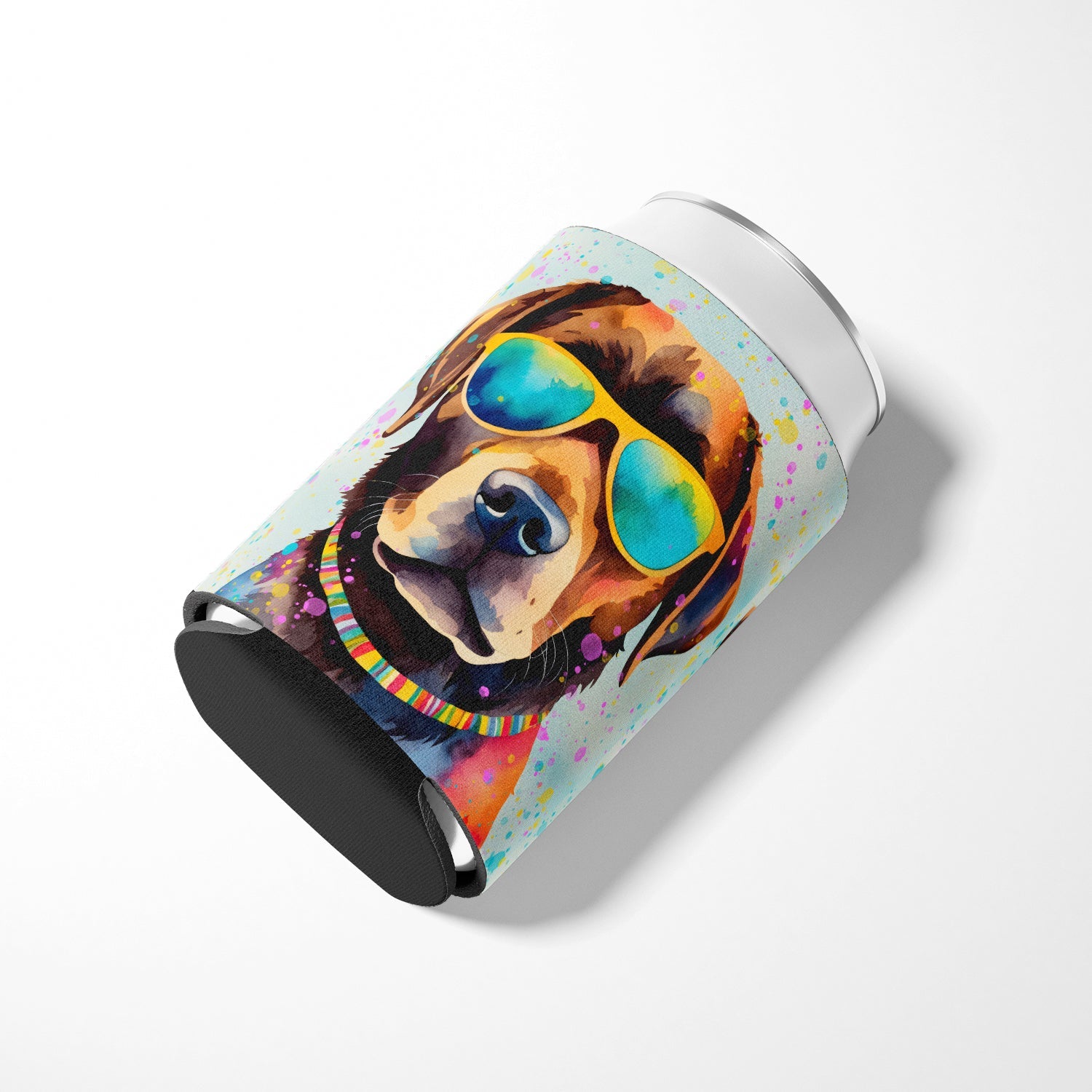 Chocolate Labrador Hippie Dawg Can or Bottle Hugger Cooler Sleeve for Standard 12 oz Cans, Insulated Foam Beer & Soda Can Hugger Reusable