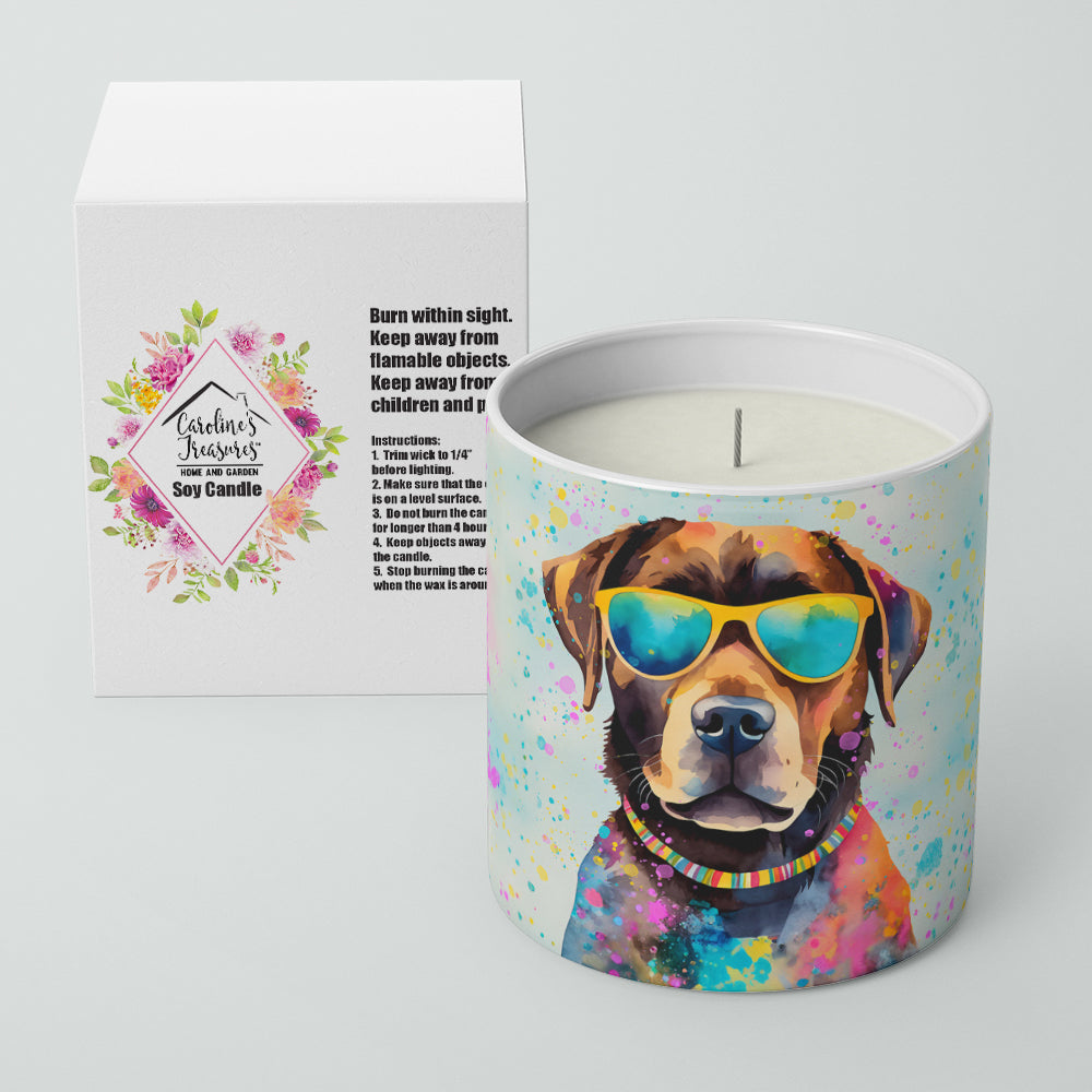 Chocolate Labrador Hippie Dawg Decorative Soy Candle Nature Soy Wax Essential Oil Home Decor Ideal for Bedroom Kitchen Bath Office Gift, 10 oz