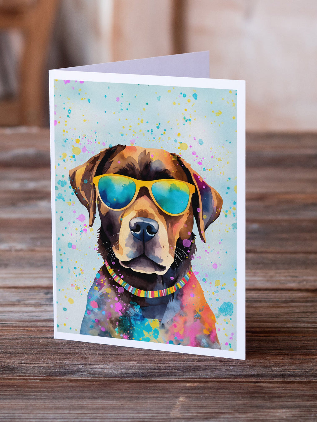 Chocolate Labrador Hippie Dawg Greeting Cards Pack of 8 Blank Cards with Envelopes Whimsical A7 Size 5x7