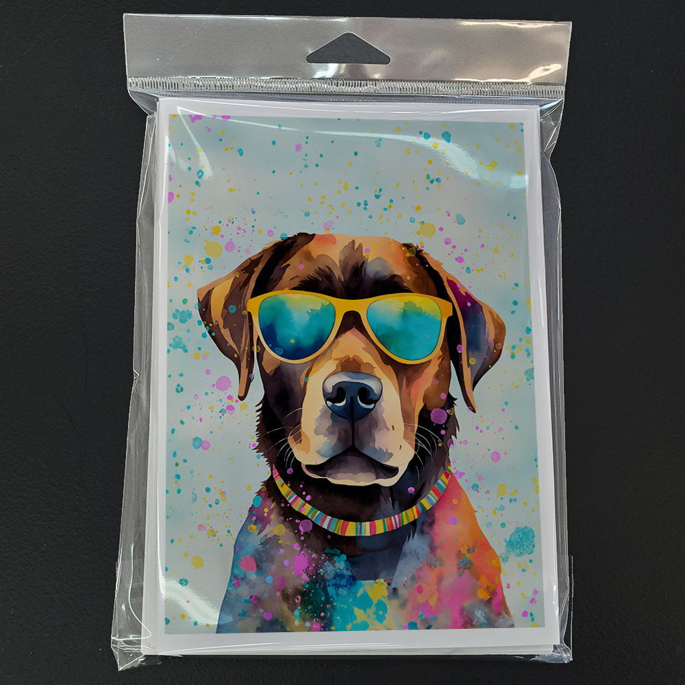 Chocolate Labrador Hippie Dawg Greeting Cards Pack of 8 Blank Cards with Envelopes Whimsical A7 Size 5x7