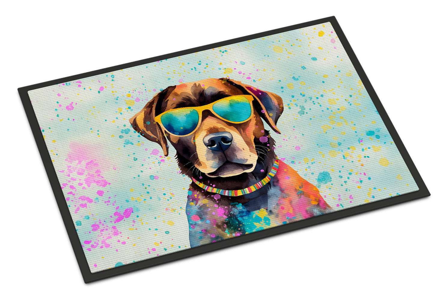 Chocolate Labrador Hippie Dawg Doormat Indoor Outdoor 24H X 36W Front Door Mat Rugs for Entryway, Non Slip Washable Low Pile,