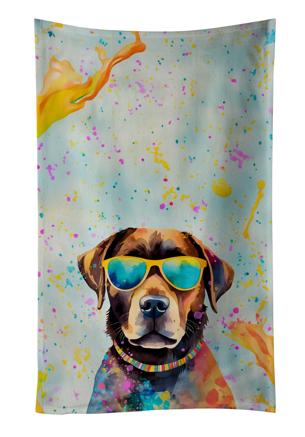 Chocolate Labrador Hippie Dawg Kitchen Towel Velour Plush Front and Cotton Loop Back Machine Washable