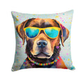 Chocolate Labrador Hippie Dawg Decorative Throw Pillow 18x18 Indoor Outdoor Accent Cushion, Fabric Cover with Insert for Sofa, Bed, Porch & Living Room