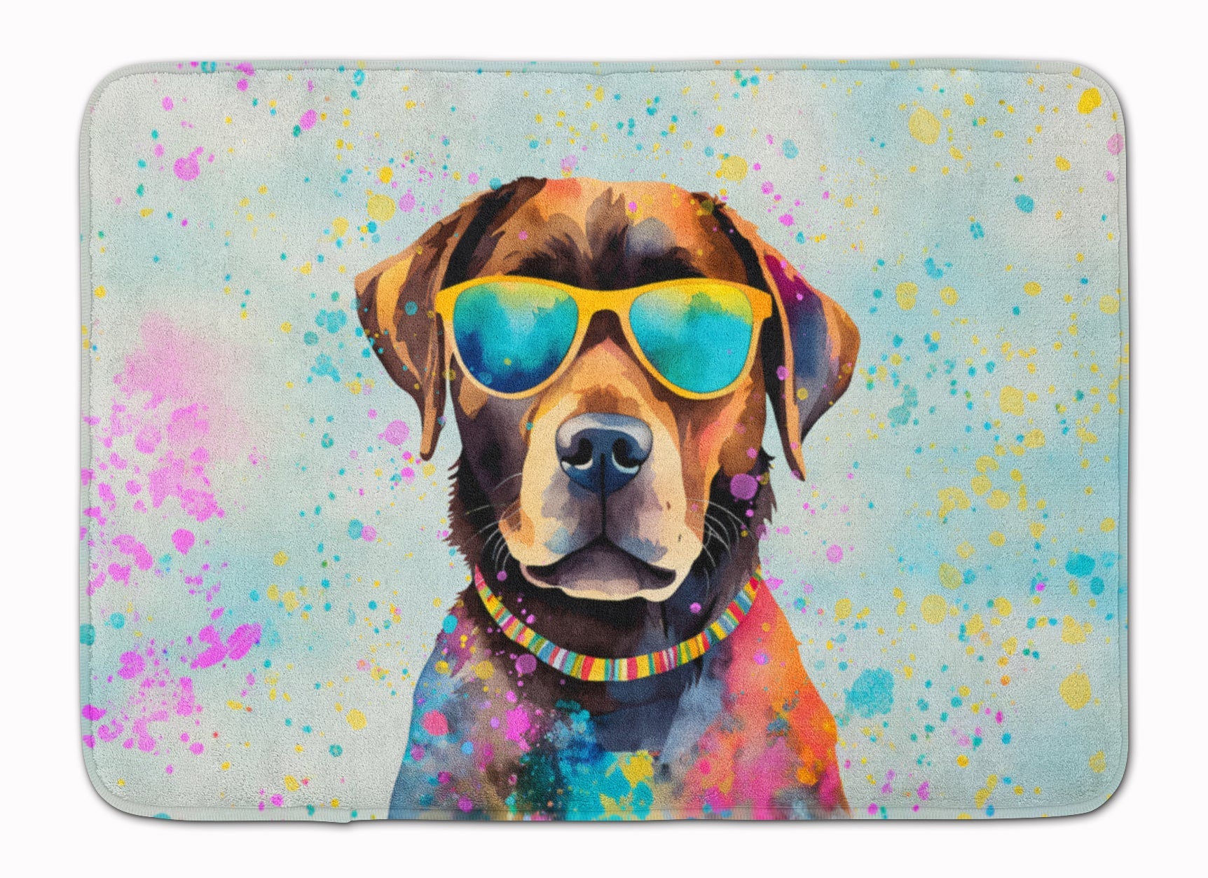 Chocolate Labrador Hippie Dawg Memory Foam Kitchen Mat Machine Washable Anti-Fatigue Cushion Comfort Bath or Kitchen Rug