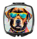Chocolate Labrador Hippie Dawg Compact Mirror Decorative Travel Makeup Mirror for Women Girls Gifts Pocket Makeup Mirror Folding Handheld