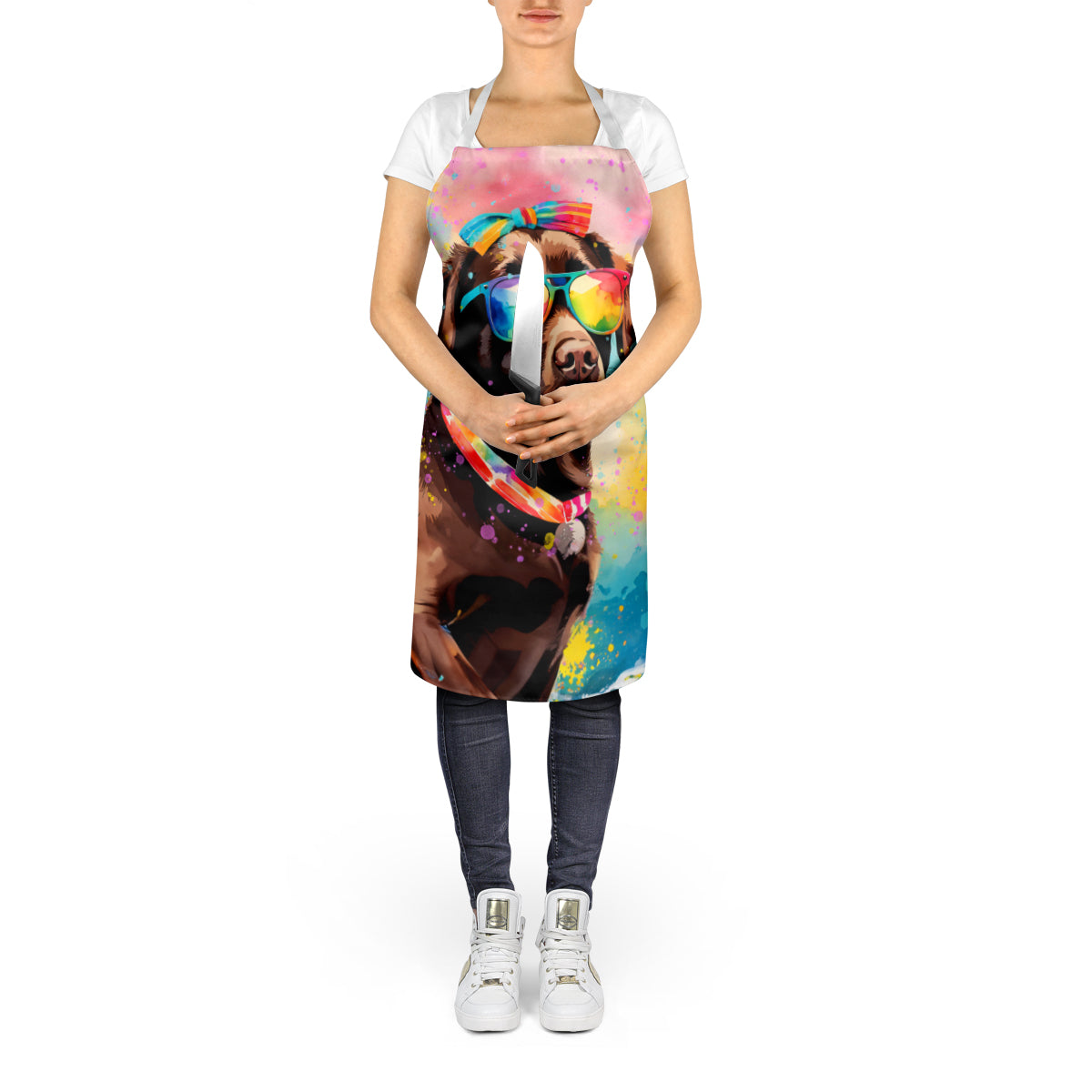 Chocolate Labrador Hippie Dawg Apron Cooking Kitchen Server Baking Crafts Gardening for Adult Women Men, Unisex, Large, Multicolor