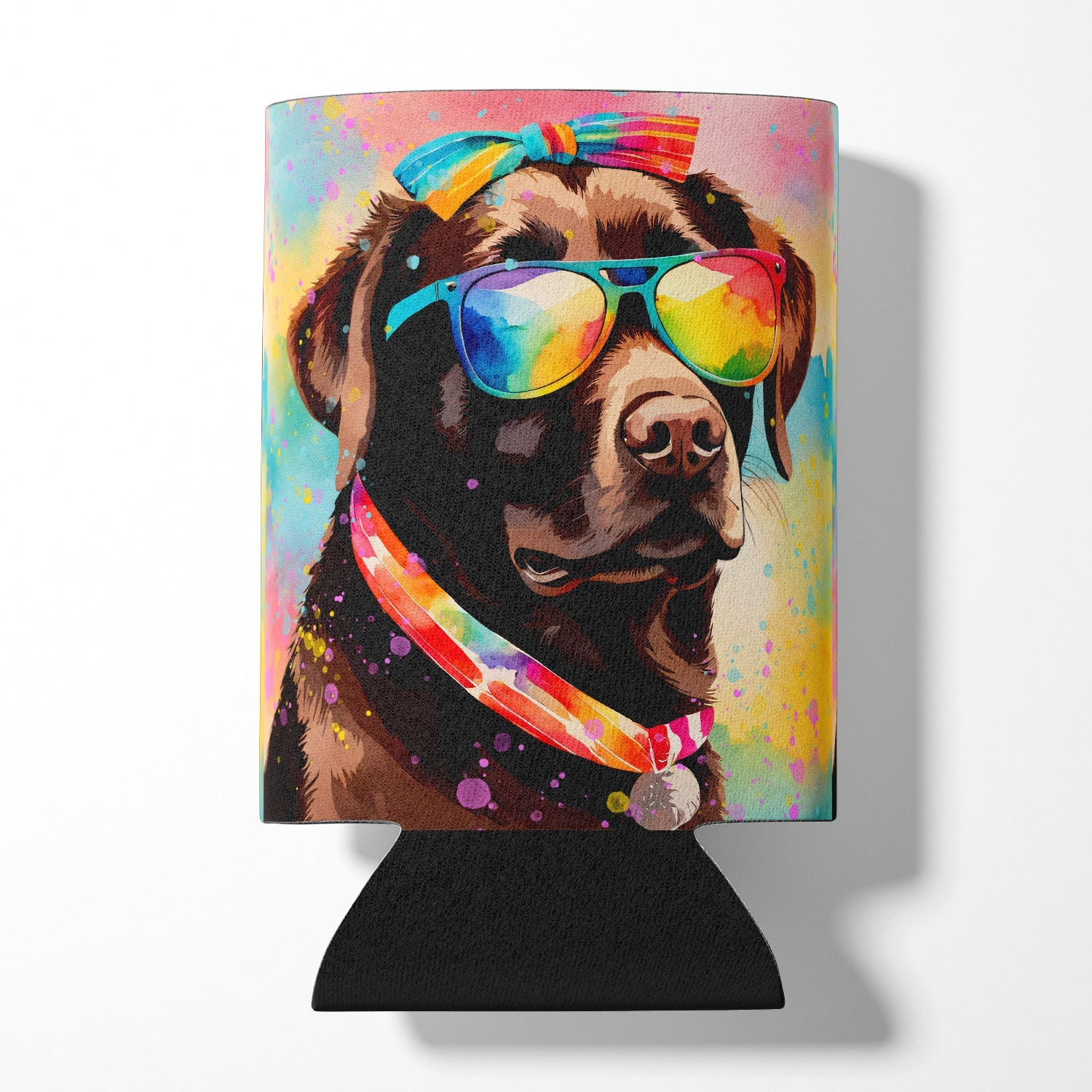 Chocolate Labrador Hippie Dawg Can or Bottle Hugger Cooler Sleeve for Standard 12 oz Cans, Insulated Foam Beer & Soda Can Hugger Reusable