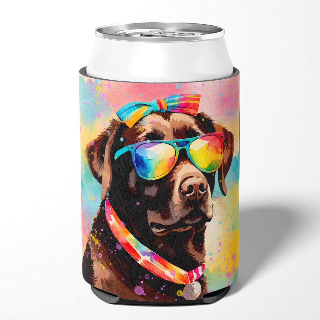 Chocolate Labrador Hippie Dawg Can or Bottle Hugger Cooler Sleeve for Standard 12 oz Cans, Insulated Foam Beer & Soda Can Hugger Reusable