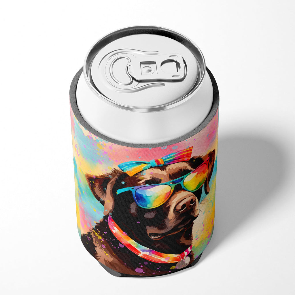 Chocolate Labrador Hippie Dawg Can or Bottle Hugger Cooler Sleeve for Standard 12 oz Cans, Insulated Foam Beer & Soda Can Hugger Reusable