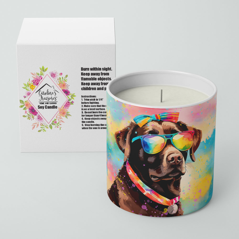 Chocolate Labrador Hippie Dawg Decorative Soy Candle Nature Soy Wax Essential Oil Home Decor Ideal for Bedroom Kitchen Bath Office Gift, 10 oz
