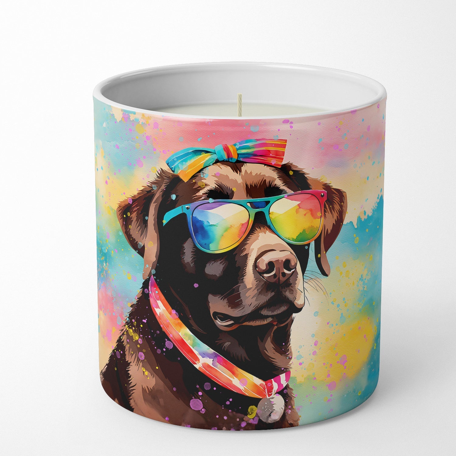 Chocolate Labrador Hippie Dawg Decorative Soy Candle Nature Soy Wax Essential Oil Home Decor Ideal for Bedroom Kitchen Bath Office Gift, 10 oz