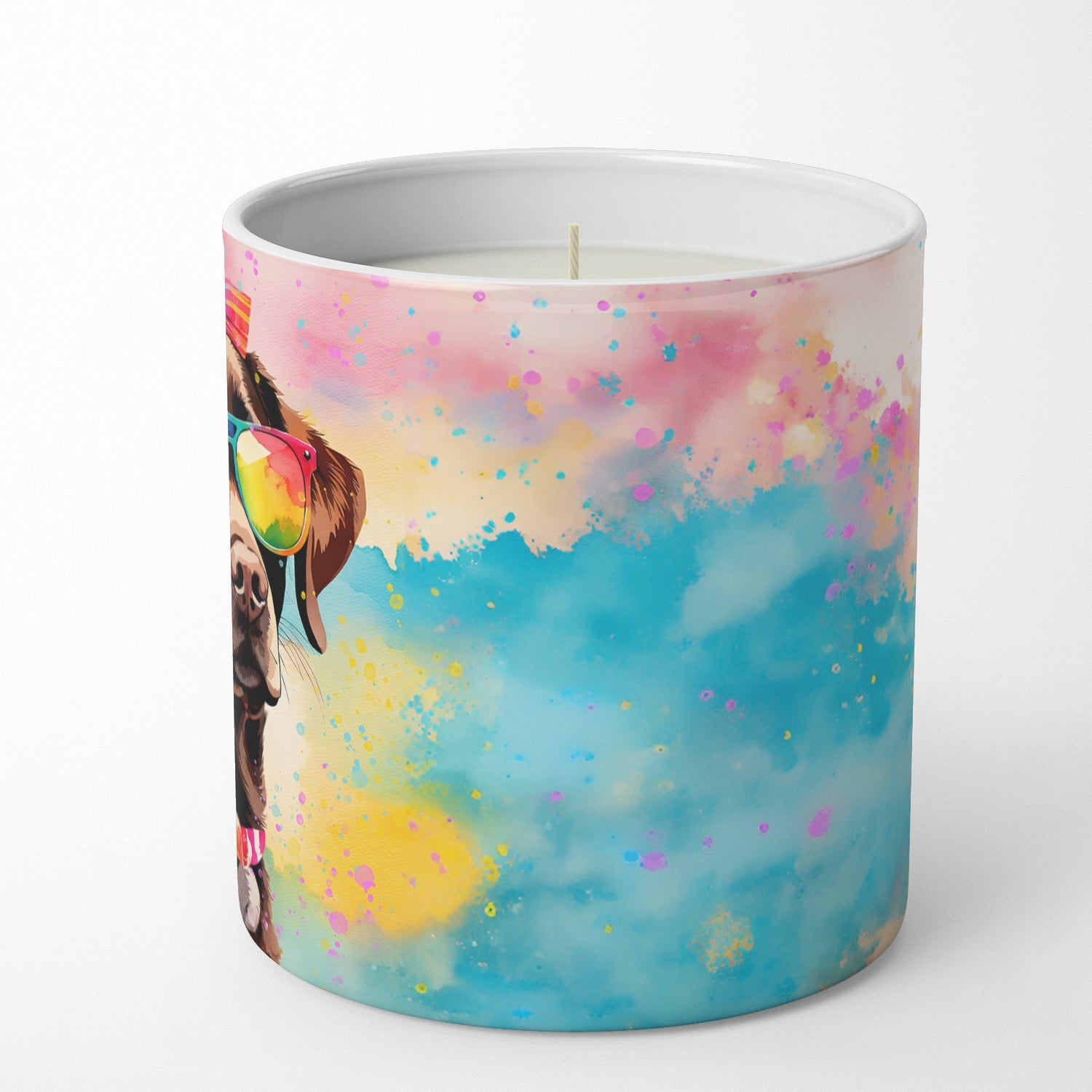Chocolate Labrador Hippie Dawg Decorative Soy Candle Nature Soy Wax Essential Oil Home Decor Ideal for Bedroom Kitchen Bath Office Gift, 10 oz