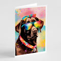 Chocolate Labrador Hippie Dawg Greeting Cards Pack of 8 Blank Cards with Envelopes Whimsical A7 Size 5x7