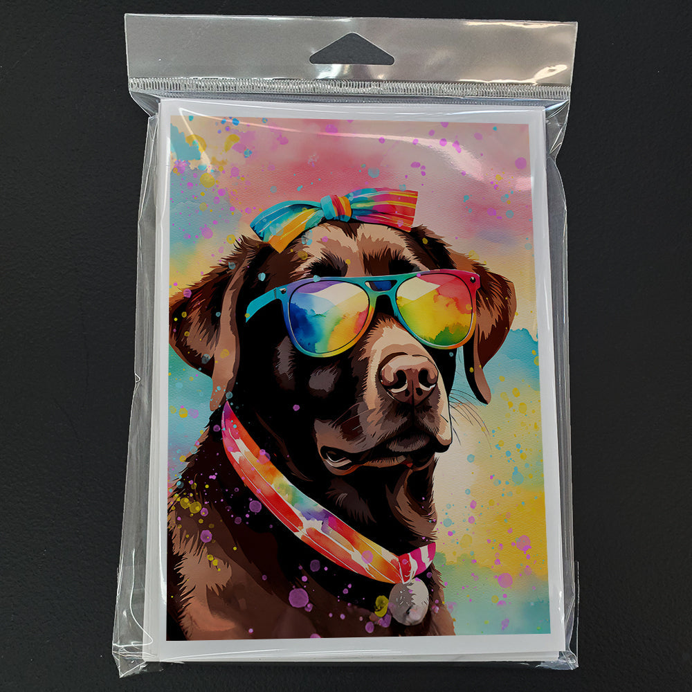 Chocolate Labrador Hippie Dawg Greeting Cards Pack of 8 Blank Cards with Envelopes Whimsical A7 Size 5x7
