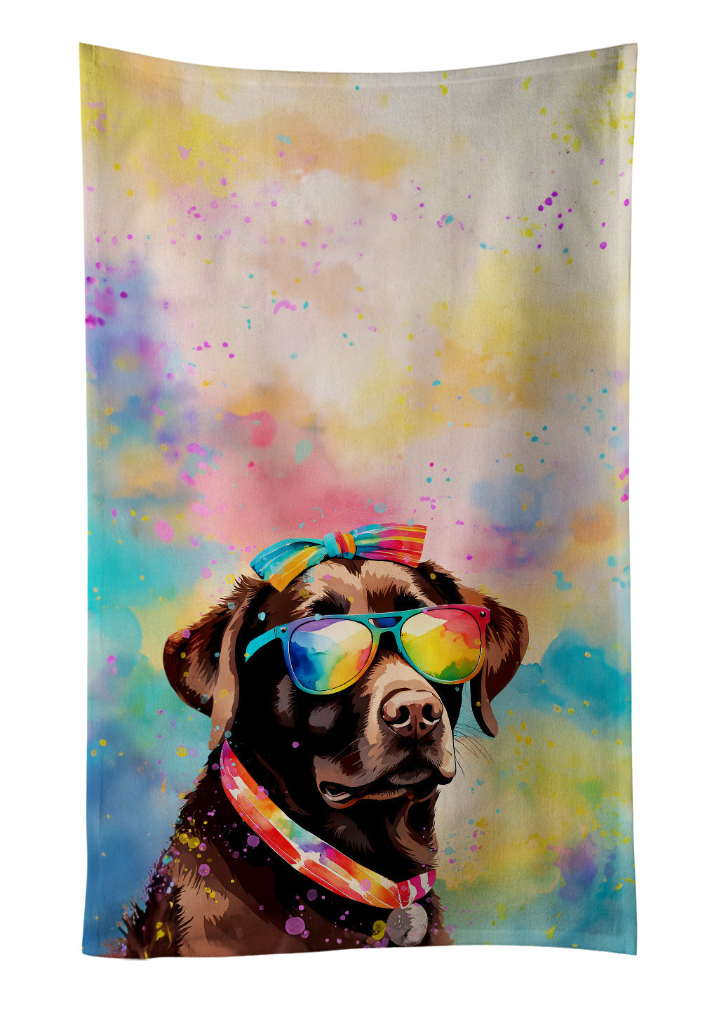 Chocolate Labrador Hippie Dawg Kitchen Towel Velour Plush Front and Cotton Loop Back Machine Washable