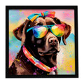 Chocolate Labrador Hippie Dawg Framed Metal Print Bathroom, Kitchen, Office, Home Decor Wall Art Ready to Hang, Square, 8X8