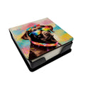 Chocolate Labrador Hippie Dawg PU Leather Note Paper Holder with Artist-Designed Cover, Desk Accessory, Office Gift