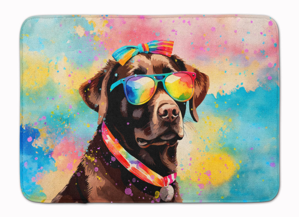 Chocolate Labrador Hippie Dawg Memory Foam Kitchen Mat Machine Washable Anti-Fatigue Cushion Comfort Bath or Kitchen Rug