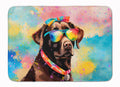 Chocolate Labrador Hippie Dawg Memory Foam Kitchen Mat Machine Washable Anti-Fatigue Cushion Comfort Bath or Kitchen Rug