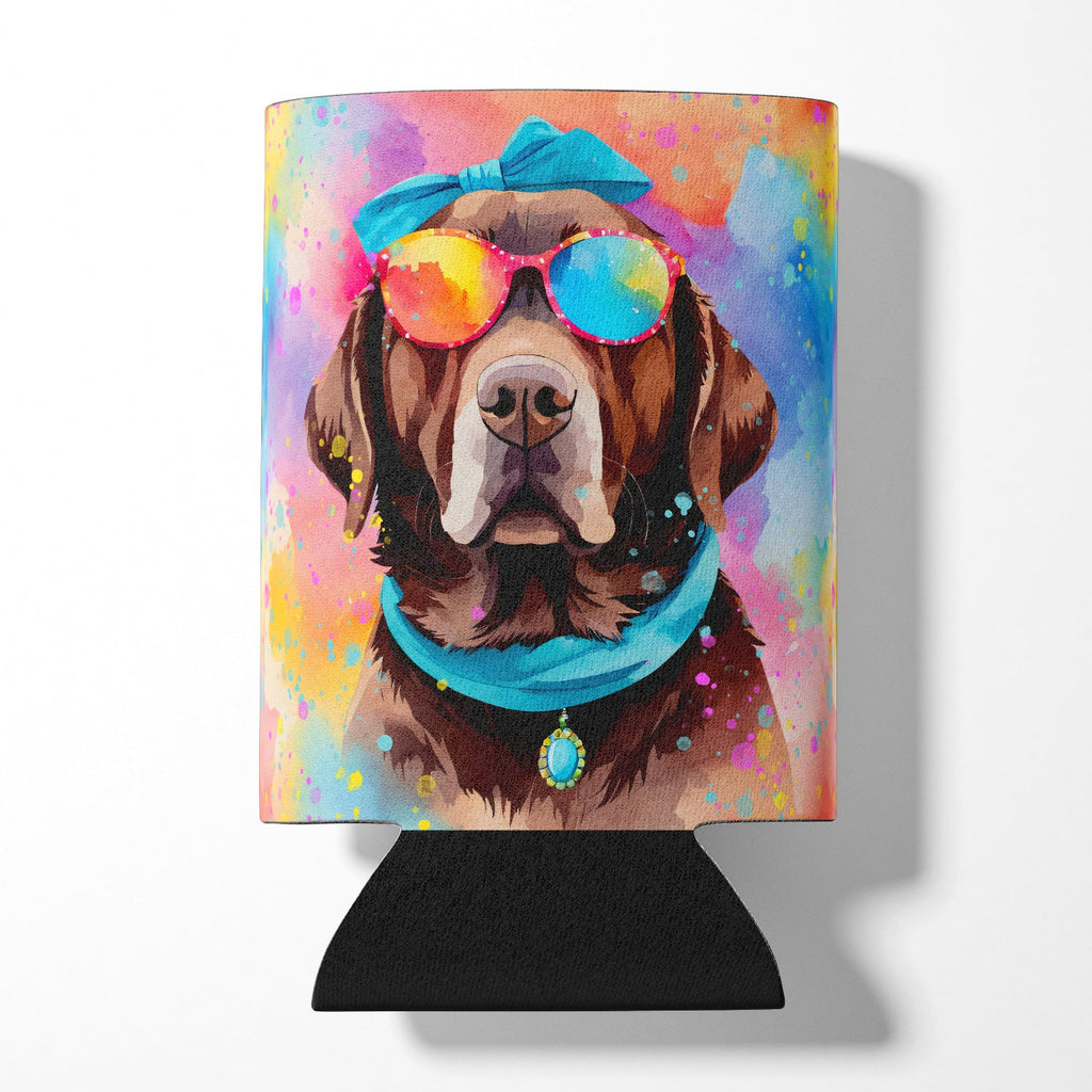 Chocolate Labrador Hippie Dawg Can or Bottle Hugger Cooler Sleeve for Standard 12 oz Cans, Insulated Foam Beer & Soda Can Hugger Reusable