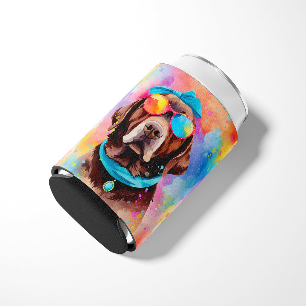 Chocolate Labrador Hippie Dawg Can or Bottle Hugger Cooler Sleeve for Standard 12 oz Cans, Insulated Foam Beer & Soda Can Hugger Reusable