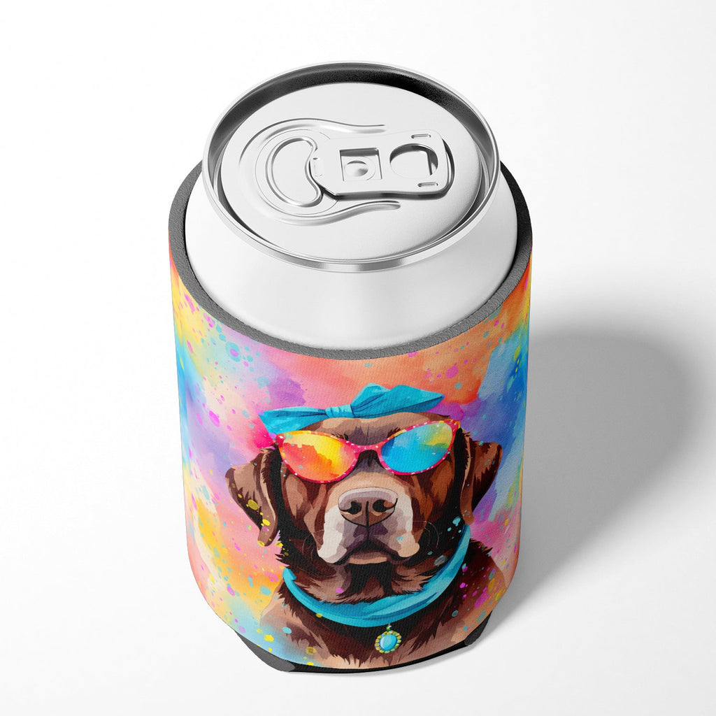 Chocolate Labrador Hippie Dawg Can or Bottle Hugger Cooler Sleeve for Standard 12 oz Cans, Insulated Foam Beer & Soda Can Hugger Reusable