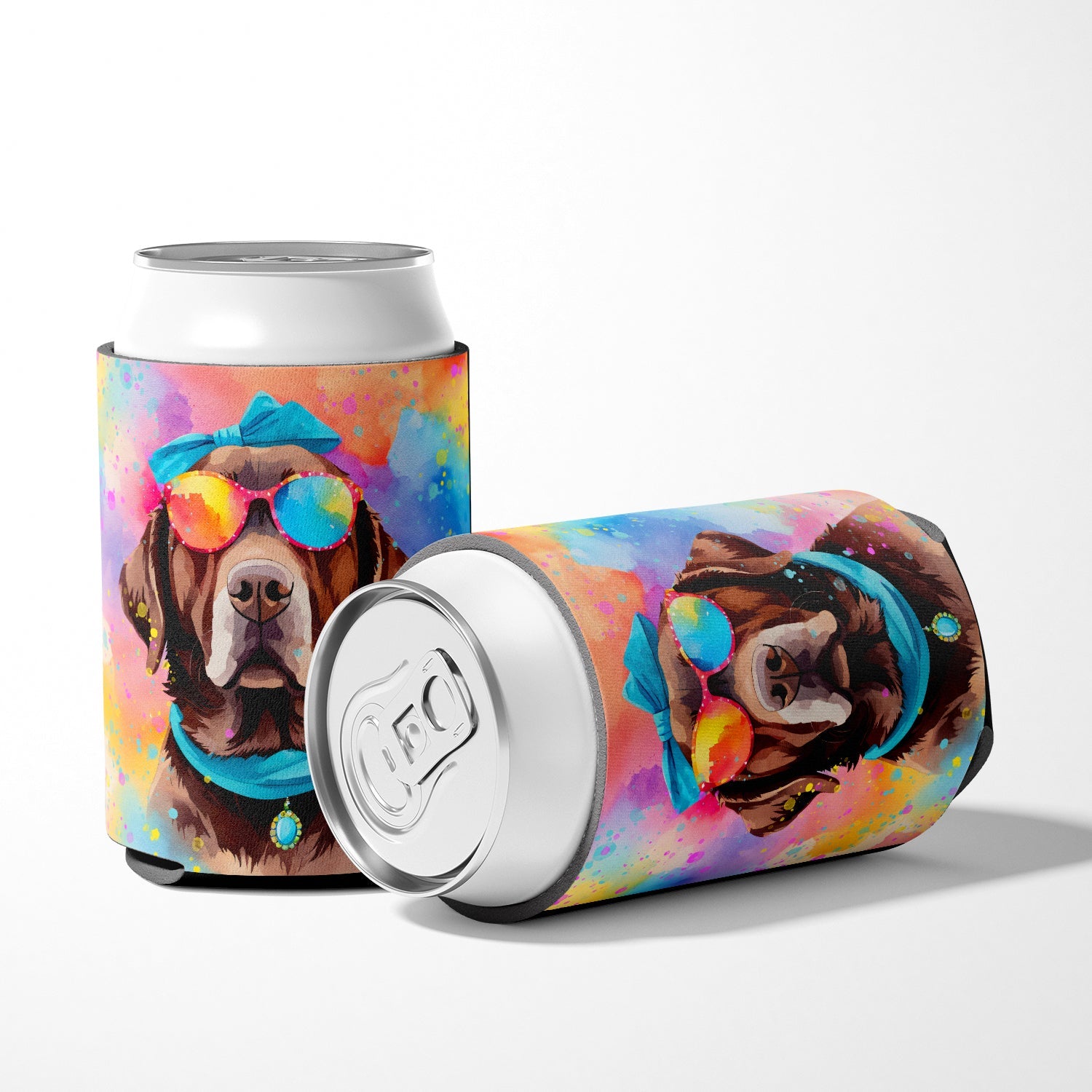 Chocolate Labrador Hippie Dawg Can or Bottle Hugger Cooler Sleeve for Standard 12 oz Cans, Insulated Foam Beer & Soda Can Hugger Reusable