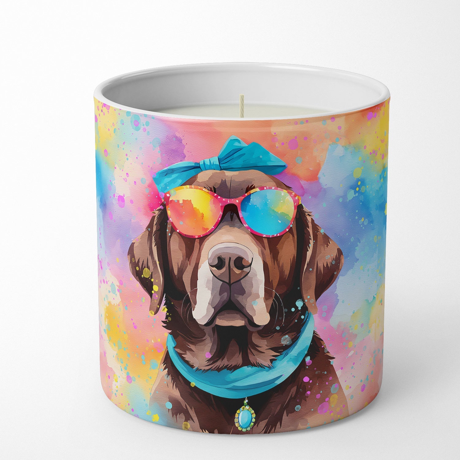 Chocolate Labrador Hippie Dawg Decorative Soy Candle Nature Soy Wax Essential Oil Home Decor Ideal for Bedroom Kitchen Bath Office Gift, 10 oz