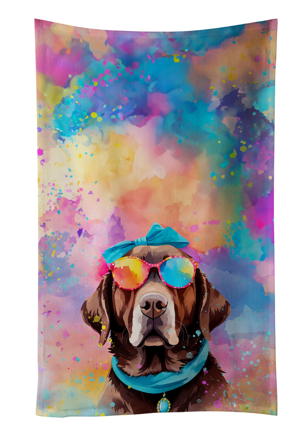 Chocolate Labrador Hippie Dawg Kitchen Towel Velour Plush Front and Cotton Loop Back Machine Washable