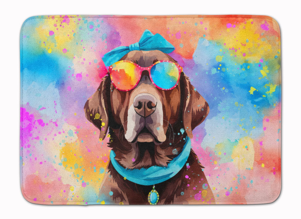 Chocolate Labrador Hippie Dawg Memory Foam Kitchen Mat Machine Washable Anti-Fatigue Cushion Comfort Bath or Kitchen Rug