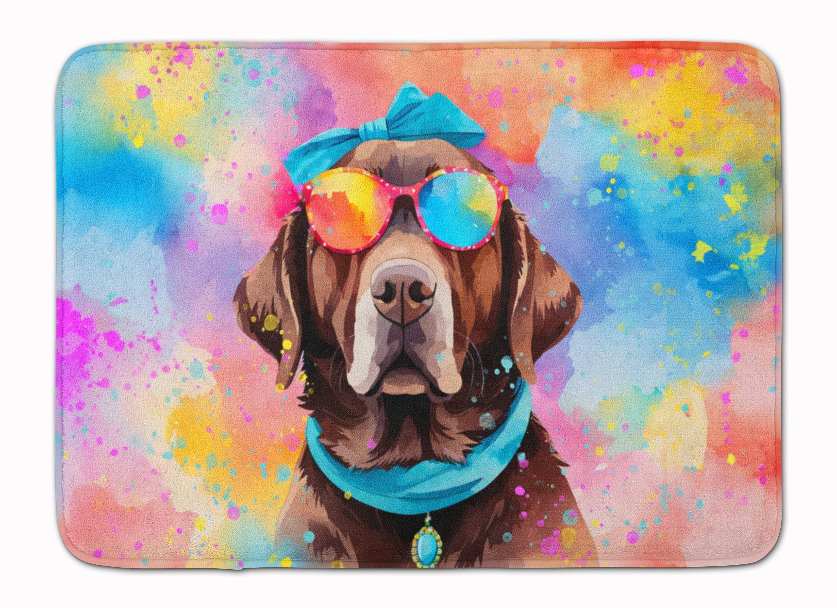 Chocolate Labrador Hippie Dawg Memory Foam Kitchen Mat Machine Washable Anti-Fatigue Cushion Comfort Bath or Kitchen Rug