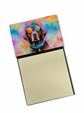 Chocolate Labrador Hippie Dawg Watercolor Sticky Note Holder Refillable Dispenser Desk Accessory 3x3 Pad Gift