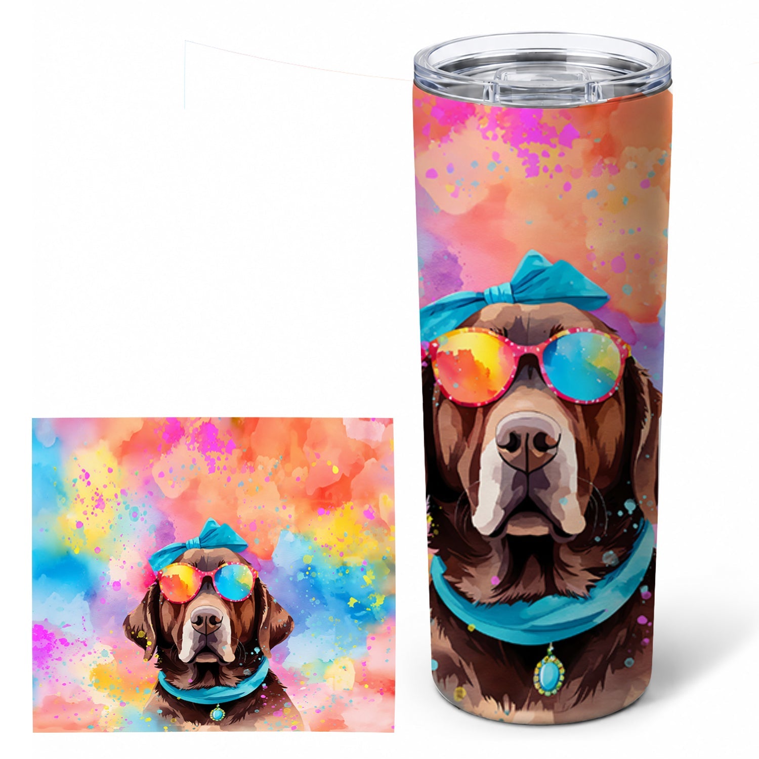 Chocolate Labrador Hippie Dawg Stainless Steel Skinny Tumbler 20 oz Vacuum Double Walled Reusable Insulated Travel Cup