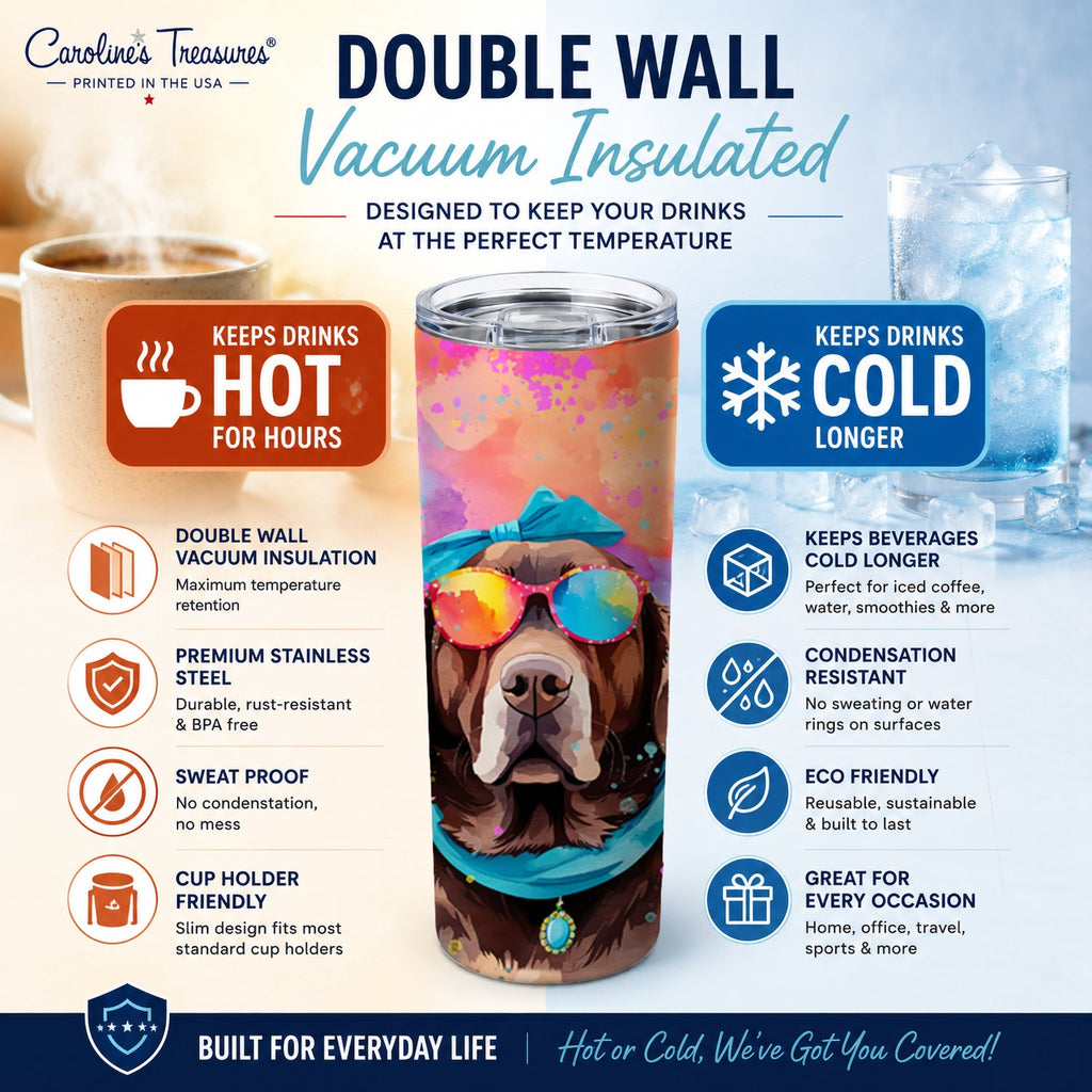 Chocolate Labrador Hippie Dawg Stainless Steel Skinny Tumbler 20 oz Vacuum Double Walled Reusable Insulated Travel Cup