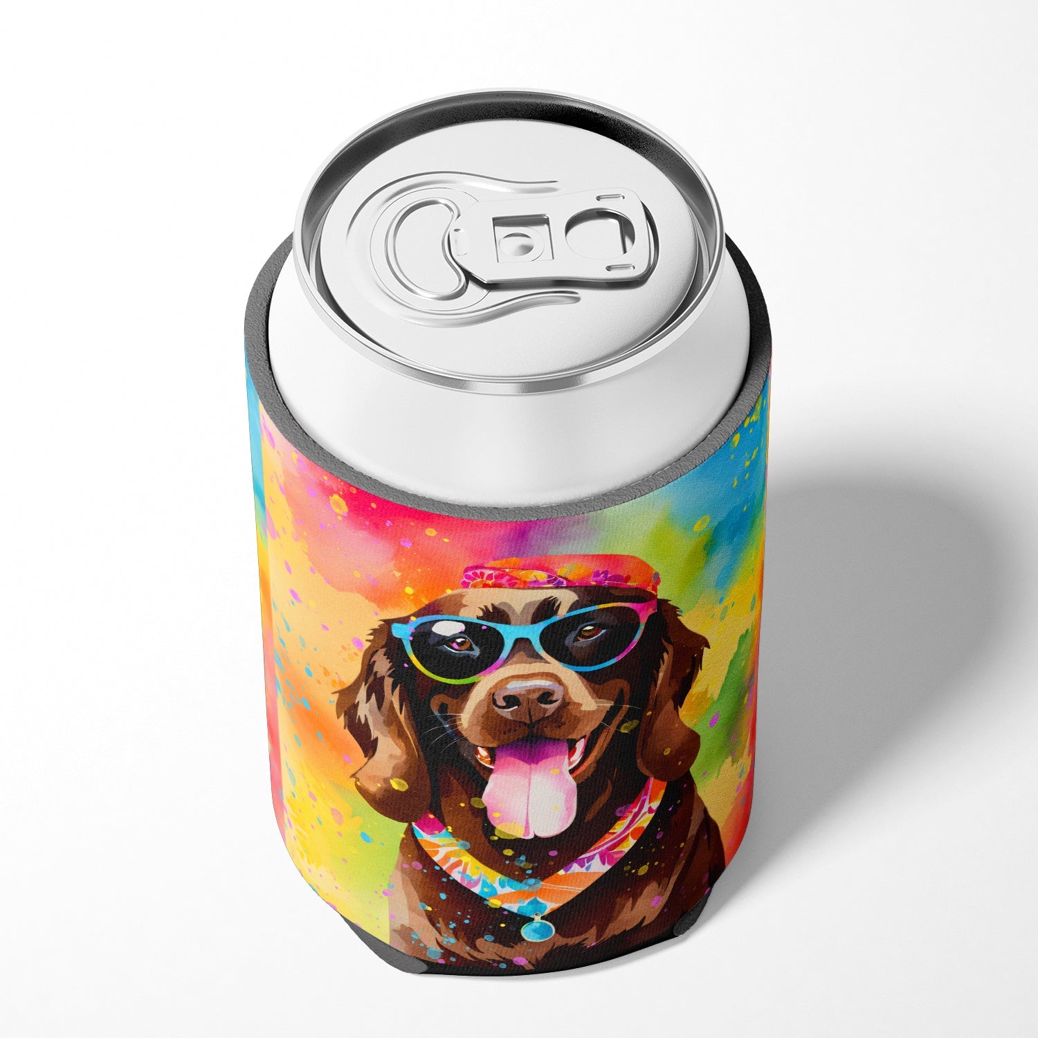 Chocolate Labrador Hippie Dawg Can or Bottle Hugger Cooler Sleeve for Standard 12 oz Cans, Insulated Foam Beer & Soda Can Hugger Reusable