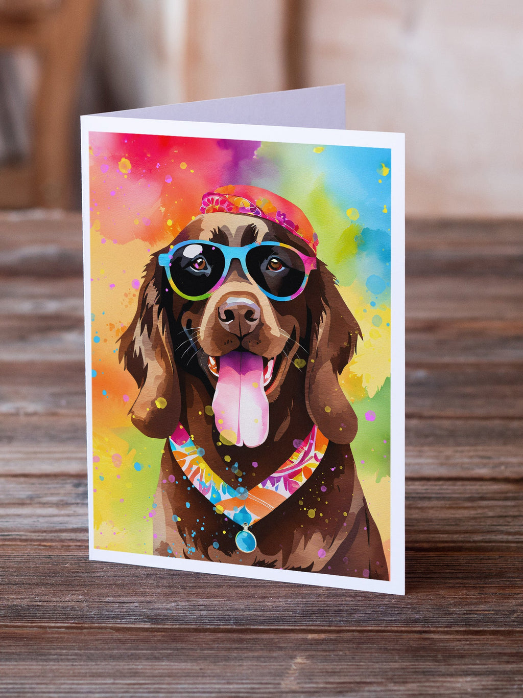 Chocolate Labrador Hippie Dawg Greeting Cards Pack of 8 Blank Cards with Envelopes Whimsical A7 Size 5x7