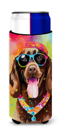 Chocolate Labrador Hippie Dawg Slim Can Hugger , Insulated Foam Hugger for 12 oz Slim Cans, Beer Bottles & Water Bottles, Printed in USA
