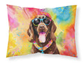 Chocolate Labrador Hippie Dawg Standard Pillowcase Lightweight Super Soft Easy Care Decorative Artwork Pillowcase, Standard