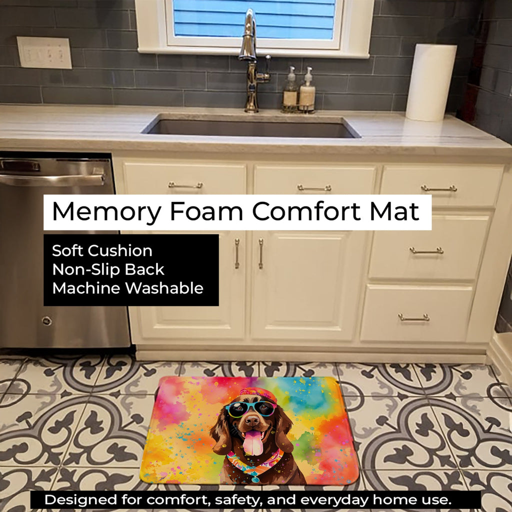 Chocolate Labrador Hippie Dawg Memory Foam Kitchen Mat Machine Washable Anti-Fatigue Cushion Comfort Bath or Kitchen Rug