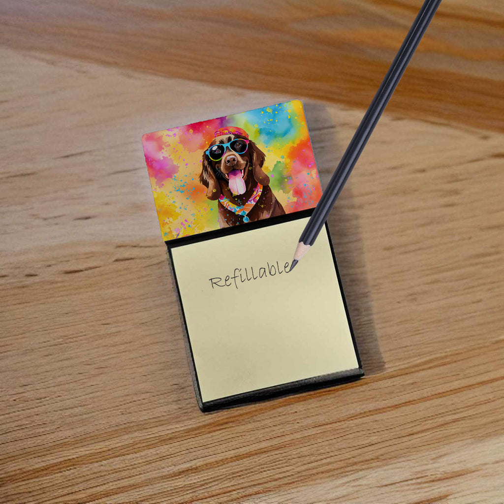 Chocolate Labrador Hippie Dawg Watercolor Sticky Note Holder Refillable Dispenser Desk Accessory 3x3 Pad Gift