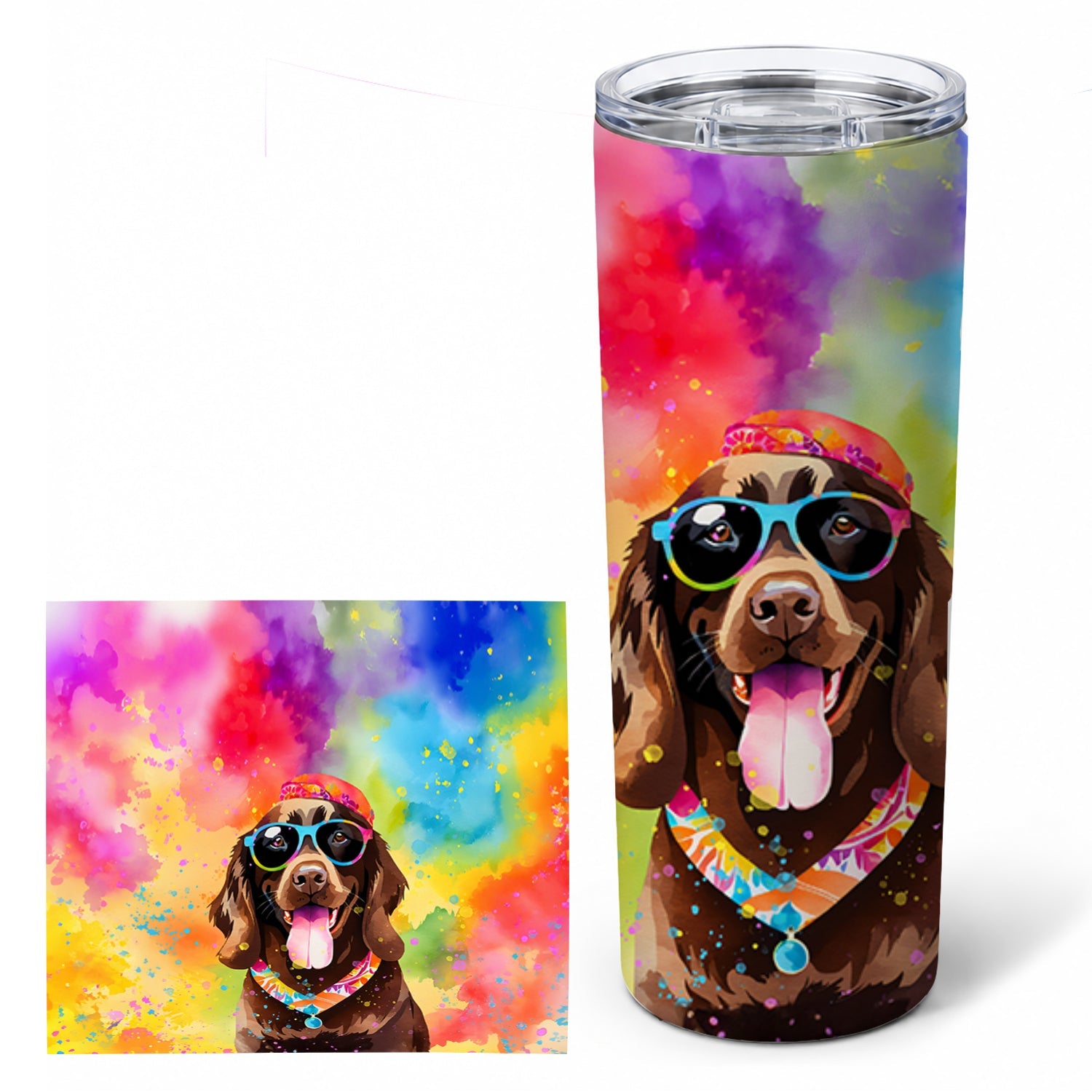 Chocolate Labrador Hippie Dawg Stainless Steel Skinny Tumbler 20 oz Vacuum Double Walled Reusable Insulated Travel Cup
