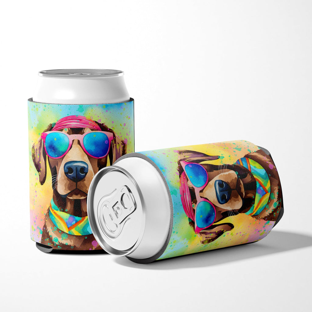 Chocolate Labrador Hippie Dawg Can or Bottle Hugger Cooler Sleeve for Standard 12 oz Cans, Insulated Foam Beer & Soda Can Hugger Reusable