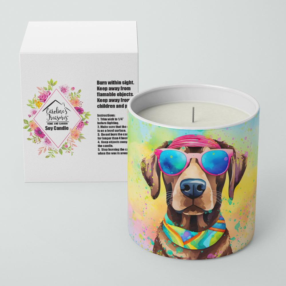 Chocolate Labrador Hippie Dawg Decorative Soy Candle Nature Soy Wax Essential Oil Home Decor Ideal for Bedroom Kitchen Bath Office Gift, 10 oz