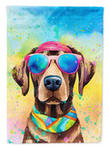 Chocolate Labrador Hippie Dawg House Flag 28x40 Porch Sleeve Pole Decorative Outside Yard Banner Artwork Wall Hanging, Polyester