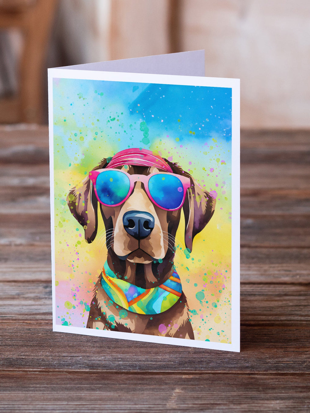 Chocolate Labrador Hippie Dawg Greeting Cards Pack of 8 Blank Cards with Envelopes Whimsical A7 Size 5x7