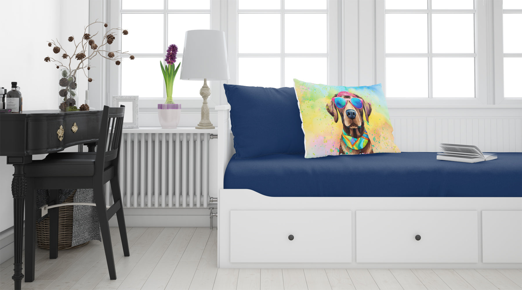 Chocolate Labrador Hippie Dawg Standard Pillowcase Lightweight Super Soft Easy Care Decorative Artwork Pillowcase, Standard