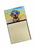 Chocolate Labrador Hippie Dawg Watercolor Sticky Note Holder Refillable Dispenser Desk Accessory 3x3 Pad Gift