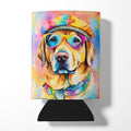 Yellow Labrador Hippie Dawg Can or Bottle Hugger Cooler Sleeve for Standard 12 oz Cans, Insulated Foam Beer & Soda Can Hugger Reusable